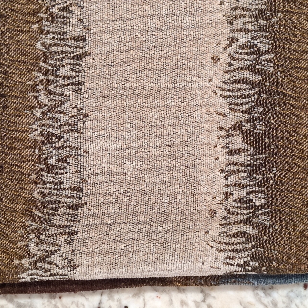 B. Smith Neutral Earth Tones Brown Beige Dusty Blue Texture Woven Shower Curtain - Picture 3 of 10